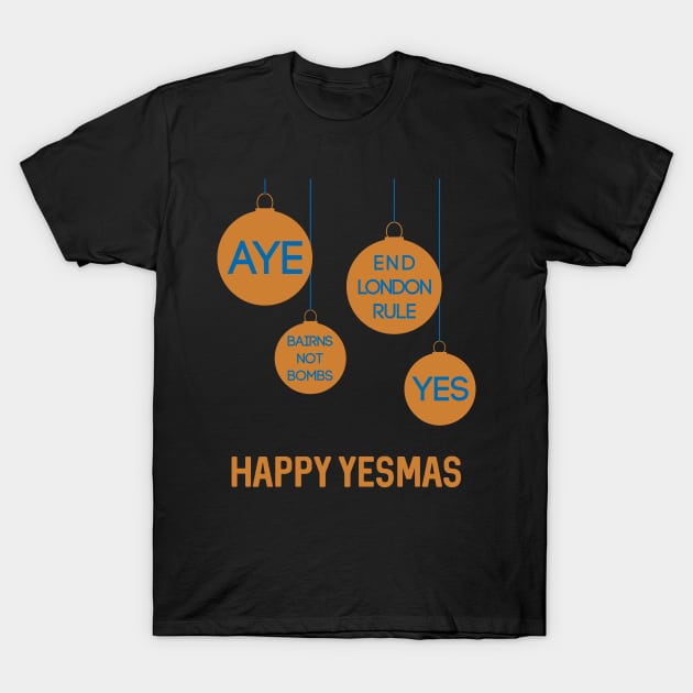 Bronze Happy Yesmas Christmas Decoration Bauble Design T-Shirt by MacPean